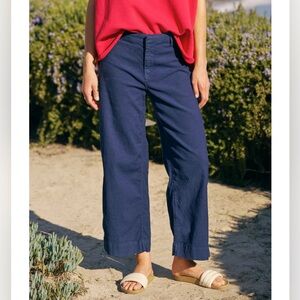 Frank & Eileen Wexford Linen Wide Leg Pant in Navy Size 14